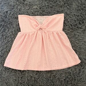 pink eyelet tube top